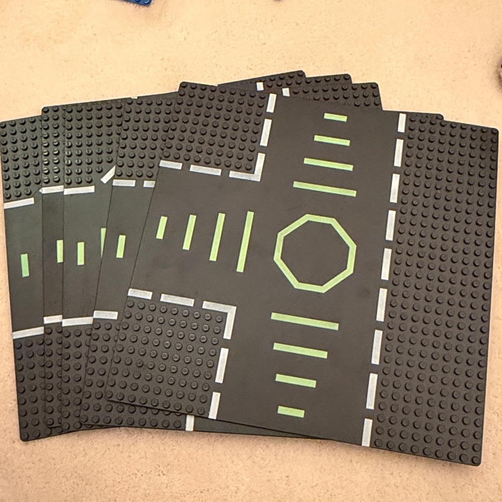 Lego Town Vintage black Base Plate Road Race Track 32 x 32 - 5pcs